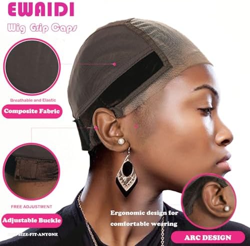 Lace Wig Grip Cap for Women 4x5 Transparent Lace Front Wig Cap with Gripper Headband to Keep Wig In Place Adjustable Lace Wig Gripper Make Your Wigs Gluless (Brown, Large) - Image 4