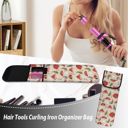 1 Piece Flat Iron Curling Wand Travel Cover Case Bag Curling Wand Travel Case Universal Curling Iron Cover Sleeve Flat Iron Case Heat Resistant Bag Mushroom - Image 4