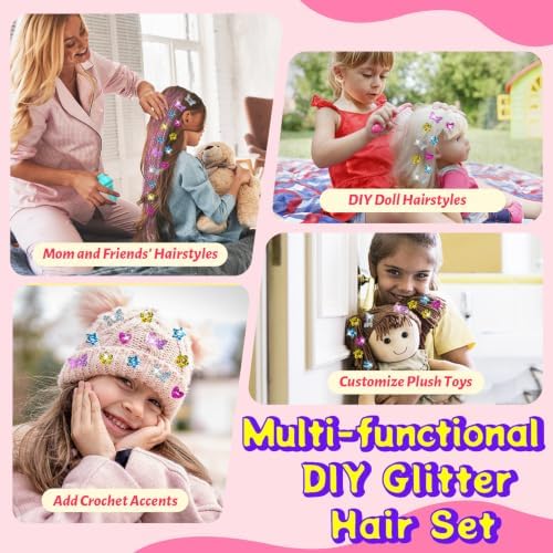 AOSITE 200PCS Girls Hair Glitter Patch-No Stamper Tool, Girl Birthday Gift - Image 6