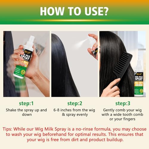 Goiple Wig Milk Spray Wig Spray for Synthetic Hair, Leave-In Conditioner for Hair Wigs, Conditioner ＆ Detangler 2 in 1 Moisturizer, Hydrates & Replenishes Synthetic Wigs Easy Combing (3.4 fl oz) - Image 6