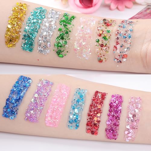 AROIC 14 Colors Body Glitter, Mermaid Fairy Hair Glitter Gel for Kids - Image 2