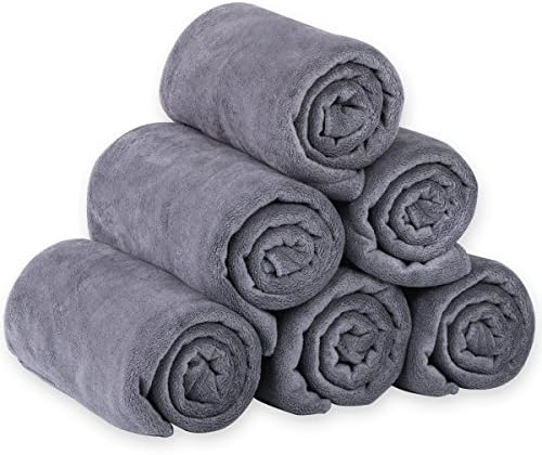 JML Microfiber Bath Towel, 27" x 55", Set of 6, Grey by JML