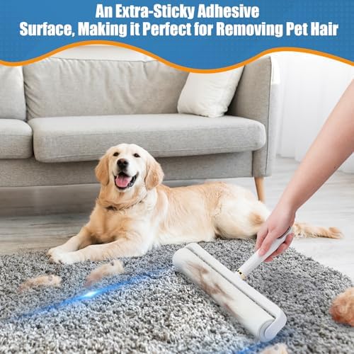 Dymoll 14.17" Lint Roller Refills, Extreme Sticky Large Surface Lint Roller for Cleaning Pet Hair, Wall, Dust, Carpets, Floor, Clothing, Car, 4 Rollers Total 360 Sheets - Image 5