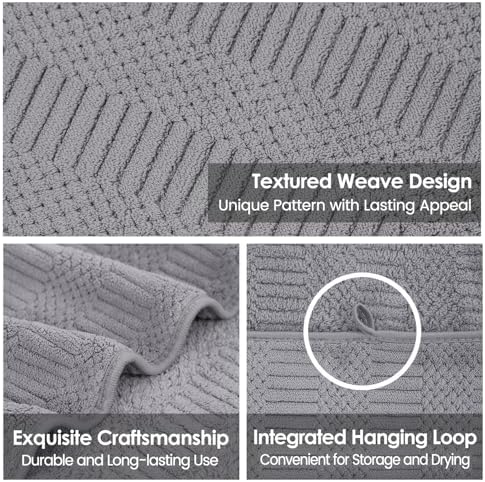 JML Microfiber Bath Towels with Hanging Hook, Set of 2, 30" x 60", Gray - Image 3