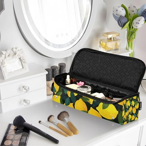Hair Tools Travel Bag with Heat Resistant Mat 2-in-1 Hot Tools Travel Bag Organizer Flat Curling Iron Travel Case for Straightener Yellow Lemons Black - Image 7