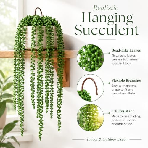Janinka 8 Pcs Artificial Succulents Bulk Hanging Plants 24 Inches - Image 4