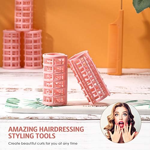 Syhood 12 Pcs 1.1 in Jumbo Plastic Hair Rollers Curlers for Women, Peach - Image 5