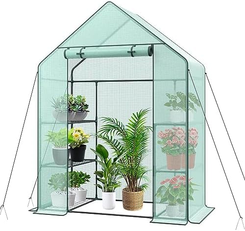 3 Tiers 6 Shelves Walk-in Greenhouse for Outdoors, Portable PE Cover Green House with Anchors and Ropes, Plant Gardening Hot House for Seedling Flowers Growing, 55.9 x 28.3 x 75.59 inch by JupiterForce