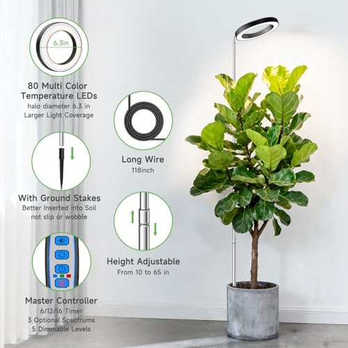 Plant Grow Lights for Indoor Plants, 6.3in Full Spectrum 1 Pack - Image 2