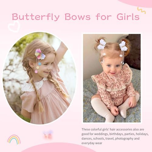 OAOLEER 6PCS Butterfly Hair Bows for Girls, Tulle Bows - Image 4