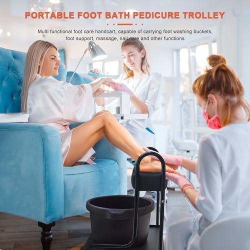 Elitzia 3-Height Pedicure Cart with PU Cushion Salon Spa Carts - Image 2