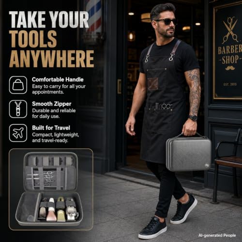 Boobowl Hard Travel Case for Hair Clippers, Hair Cutting Barber Supplies Organizer Bag, Trimmer Storage Holder for Ufree/for Wahl Men Razor Guard Grooming Kits -Box Only (Dark Grey) - Image 7