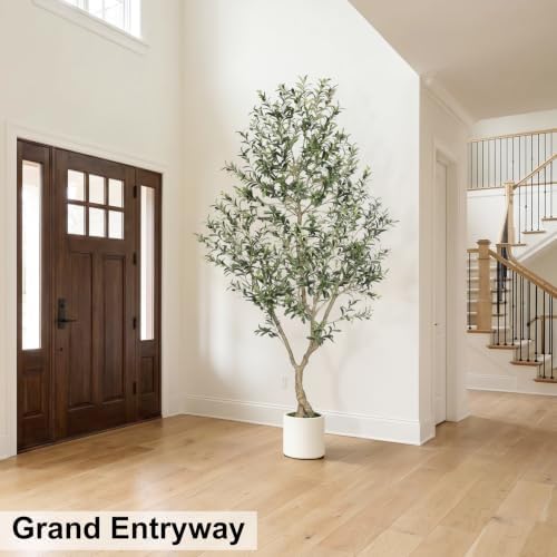 LYERSE Faux Olive Tree 8ft with Sturdy White Planter, Fake Olive Tree 8ft - Image 6