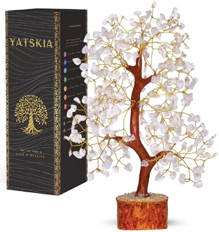 YATSKIA Clear Quartz Tree of Life Crystal Bonsai, Unique Gifts for Women, Mom & Grandma, Handmade Crystal Tree, Boho Room, Shelf & Office Desk Decor, Birthday Gifts by YATSKIA