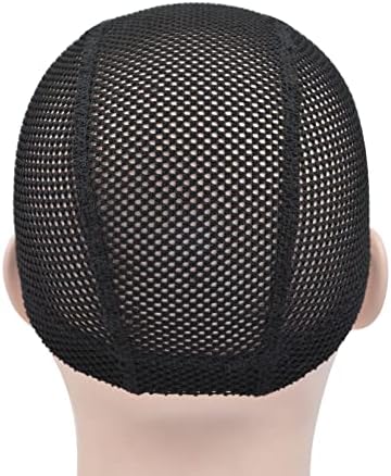 2 Pcs Mesh Dome Wig Cap Elastic Crochet Wig Caps for Making Wig, Black M - Image 4