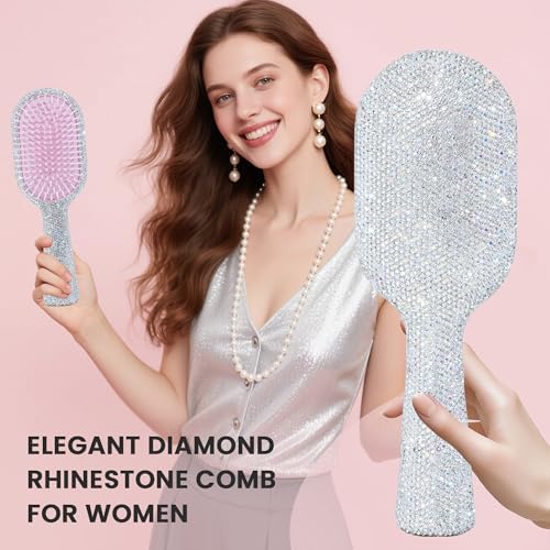 Diamond Hair Brush - Glam Birthday for Women | Sparkly Detangler for Frizzy Hair, Unique Gift for Her - Image 4