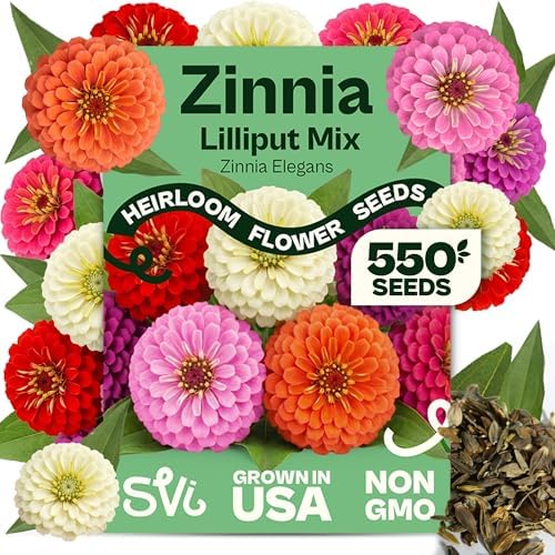 SVI 550 Mix Lilliput Zinnia Seeds for 2026 (Zinnia elegans) – Dwarf Zinnias Seed Packets – Heirloom Seed Mix, Double Blooms for Cut Flower Seeds Packets, Flower Garden, Containers, Outdoor Garden Beds by SVI