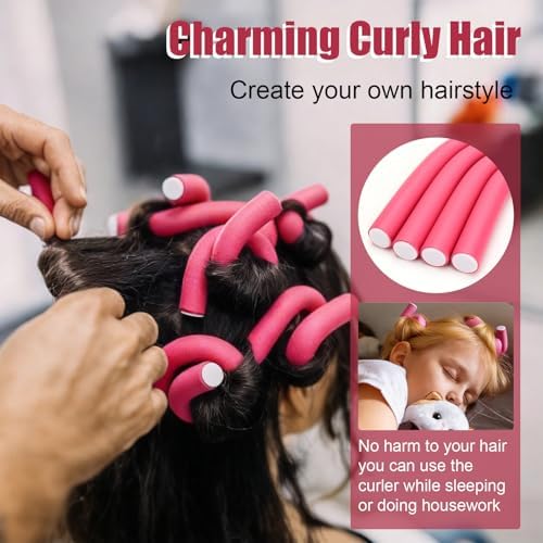 30 Pcs Heatless Hair Curlers 9.45 x 0.7 Inch Flexible Curling Rods Soft Foam Rollers No Heat Bendable Hair Rods Roller for Women Short Medium Long Hair, Sleep-In (Random Color) - Image 4