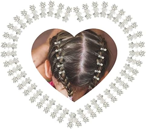 Mini Glitter Teeth Rhinestone Flower Hair Accessories - No-Slip Grip Metal Jaw Clamps in Mix Colors for Girls Women (Silver-White Crystal) - Image 3