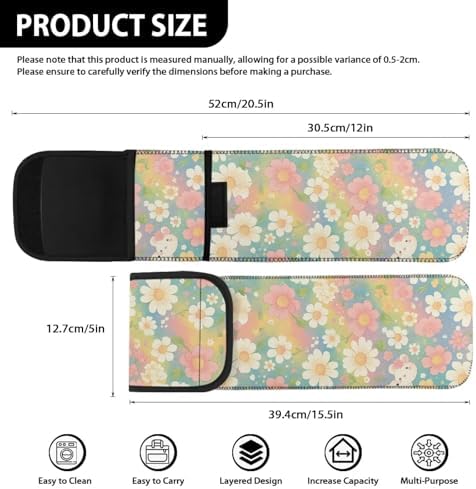 Hair Straighteners Case with Fastener - Water-Resistant Neoprene Curling Iron Holder Flat Iron Curling Wand Travel Cover Case Bag PouchShield Curling Iron Cover Flower Print - Image 5