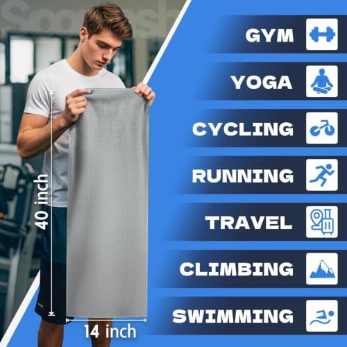 Microfiber Gym Towels for Showering Working Out Quick Dry Negative ions Large Middle Small Sizes Lightweight Gym Towel for Men Women Tennis Sports Towels for Body Hot Yoga Fitness Essentials - Image 2