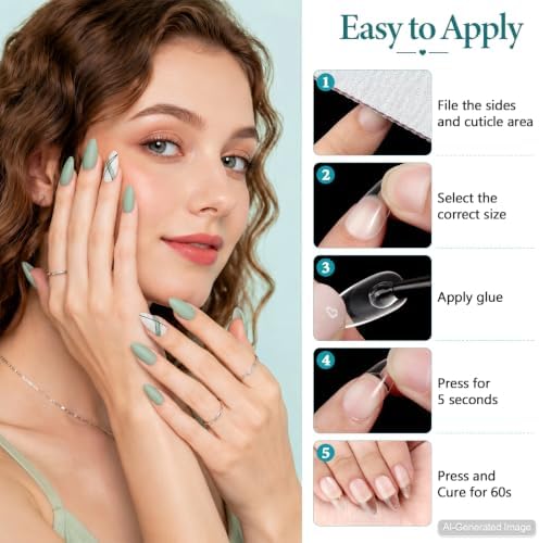 LIONVISON Short Almond Nail Tips: 504PCS Matte Full Cover Fake Nails - Image 7