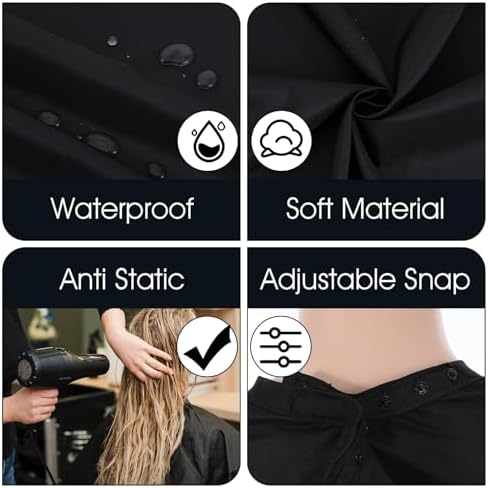 12 pcs Hair Salon Capes Waterproof Haircut Unisex Black Cape Barber Hair Cutting Cape with Snap Closure Hair,Coloring and Styling - Image 4