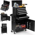 Dawmilon 5-Drawer Rolling Tool Chest with Wheels - High Capacity Tool Cabinet with Detachable Top Toolbox for Garage and Workshop Organization - Metal Tool Cart with Liner & 4 Hooks, Black by Dawmilon