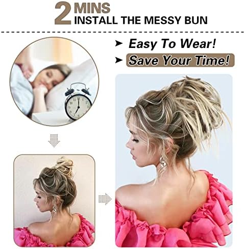 HMD 5 Pieces Messy Hair Bun Hairpiece Tousled Updo for Women - Image 6