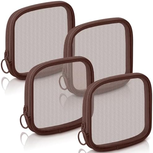 Weewooday 4Pcs Mesh Makeup Bag, Brown, Small, Classic by Weewooday