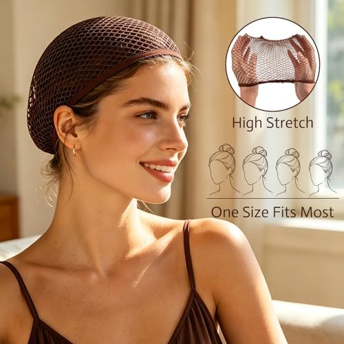 MEEZY 6 Pcs Brown Mesh Wig Caps for Women, Closed-End Fishnet Wig Cap Bulk Liner Weaving Hair Net for Women Men Halloween Cosplay Costume Dating Concerts Bachelorette Party - Image 4