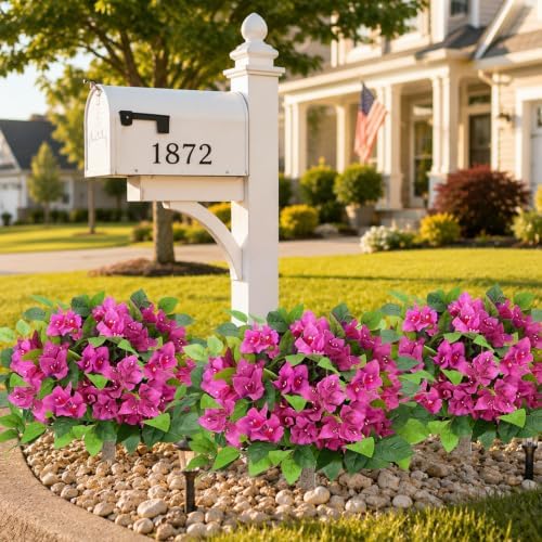 2Pack Artificial Bougainvillea Tree, Red Fake Bushes for Outdoor - Image 6