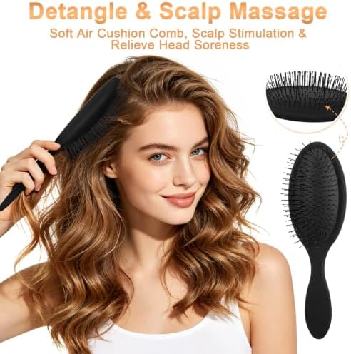 6 Pieces Detangling Styling Comb Set for Women and Men - For Straight, Curly Hair - Image 2