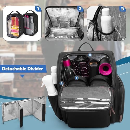 BAFASO Large Insulated Hairdresser Bag with 2 Removable Pouches, Black - Image 2