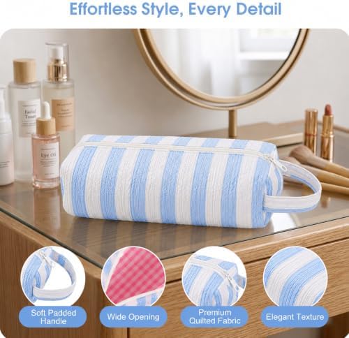Hair Tools Travel Bag Compatible with Airwrap & Shark FlexStyle, Portable Cute Hair Tool Organizer Case for Curling Iron, Flat Iron & Styling Accessories (Blue Stripe) - Image 6