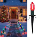 C9 Christmas Pathway Lights Outdoor, 38 Ft 25 LED Multicolor C9 Christmas Lights, Connectable Outdoor Waterproof Walkway Markers Light for Driveway Yard Garden Lawn Xmas Decorations by Doratale
