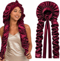 Double Layer Slik Like Satin Bonnet, 33-43" XXL Bonnet for Braids Long Hair by Kemispary
