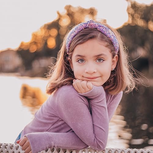 FROG SAC Sequin Knot Headband for Girls, Purple Knotted Hair Bands Accessories for Kids, Sparkly Iridescent Little Girl Headbands, Cute Fashion Hairbands for Tweens Stocking Stuffers for Children - Image 3