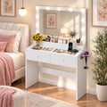 VINGLI Makeup Vanity Desk with Mirror and Adjustable Lights，31.5inch by VINGLI