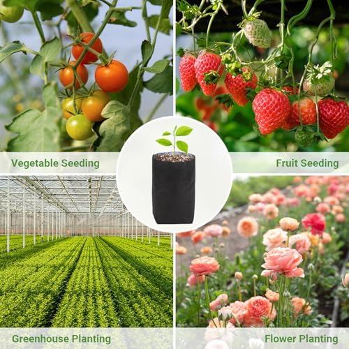 GREANER Nursery Bags for Plants, 100 PCS 6.7x7.8 Inch Seedling Bags, Non-Woven Fabric Seedlings Grow Bag, Deep Nursery Grow Bags for Indoor Outdoor Home Garden Greenhouse Supplies - Image 6