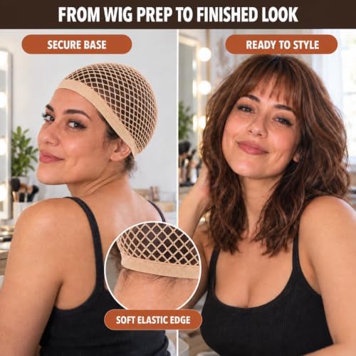 Latex Bald Cap Set with 2 Nylon Wig Caps for Halloween Costume (4PCS) - Image 7