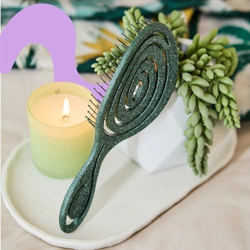 Ninabella Detangling Hair Brush - Gentle Detangler Brush for Curly, Fine, Thick and Long Hair - Hairbrush for Women - For Wet and Dry Hair - Stone Edition - Emerald Green - Image 3