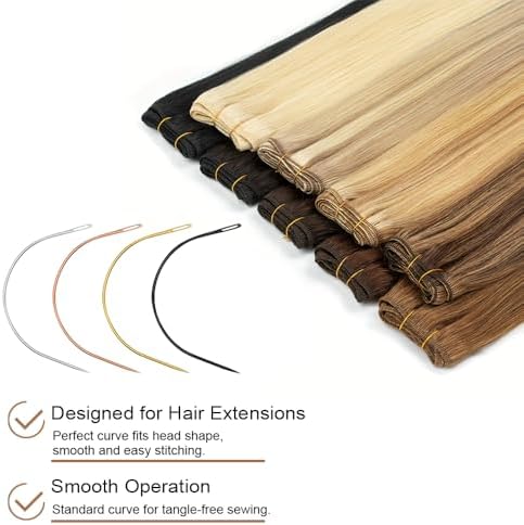 Lanshii Hair Extension 10Pcs Curved Needles in Clear Plastic Case Wig Making Repair Needles Hand Sewing Accessories Pro Beading Tools for Sewing Weft Extensions Micro Beads Rings DIY Hair Weaving - Image 4