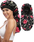 AWAYTR 2-Layer Satin Bonnet for Braids, Wide Band Long Sleep Cap by AWAYTR