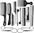 SALONSILK Women Hair Comb Set - 14PCS Wide Tooth Rat Tail Styling Combs Pick for Curly - Teasing Parting Fine Professional Barber Cutting Braiding Set by SalonSilk