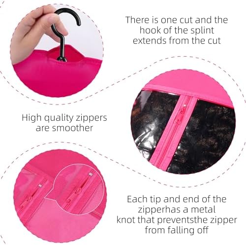 3PCS Wig Storage Bags With Hanger Hair Extension Holder Wig Holder for Multiple Wigs Bags Storage with Hanger Wig Hanger Rack for Multiple Wigs Hair Extensions, Wigs & Accessories(HOT PINK) - Image 4