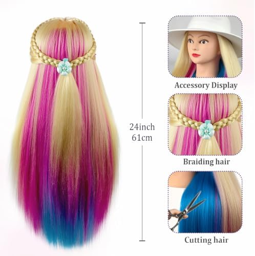 Mannequin Head with Hair 28" Doll Head for Hairdresser & Tripod Stand - Image 4
