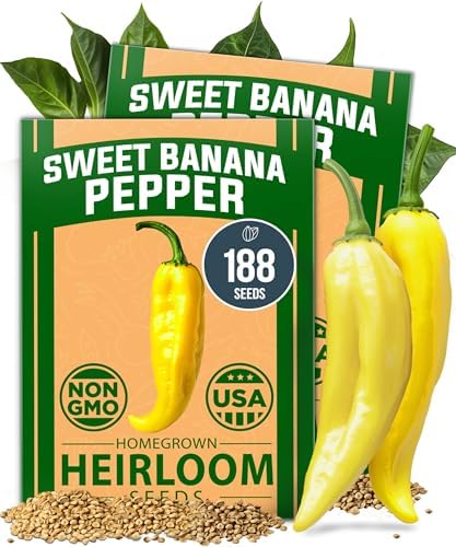 HOME GROWN Sweet Banana Pepper Seeds, 188+ Seeds, Capsicum annuum by HOMEGROWN