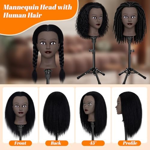 16" Mannequin Head with Hair for Hairdressing Training and Hair Styling - Image 4