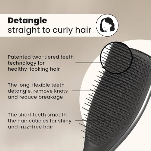 Tangle Teezer Chrome Ultimate Detangler Brush, Straight to Curly, Gunmetal - Image 3